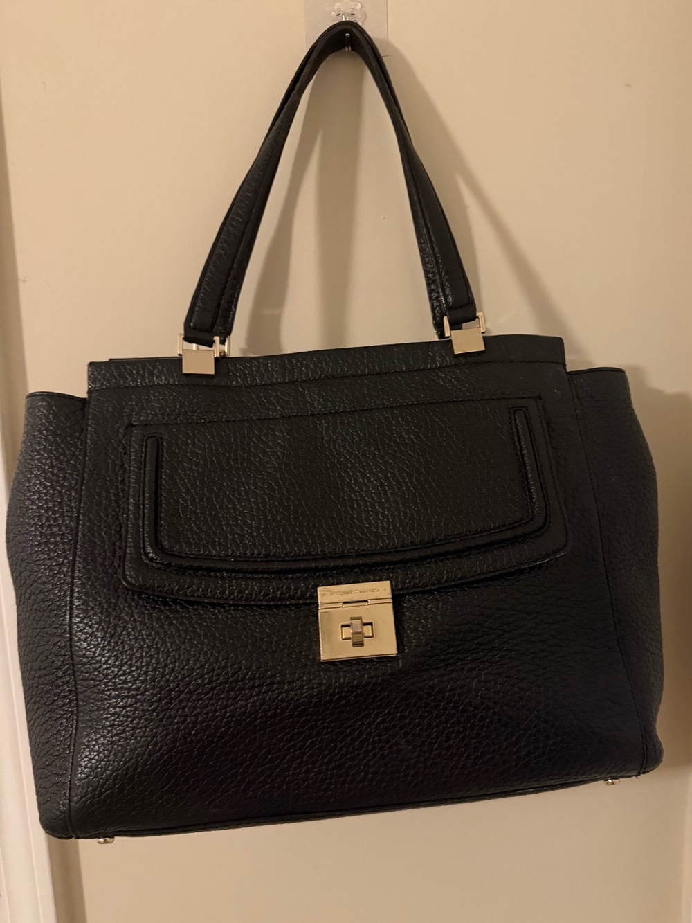 Kate Spade thatcher everett xl Black Leather Tote with Gold Hardware